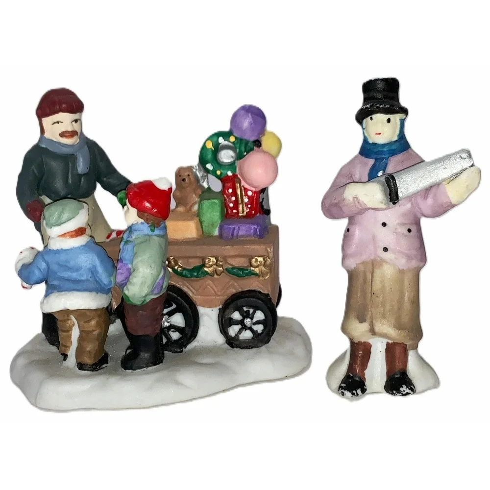14 Christmas, Train Village Figures Oldtime Vendors Town Folk Porcelain Avg 2.5